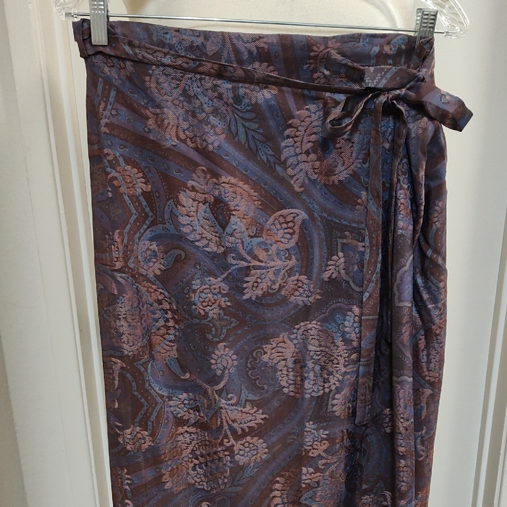 Etro Purple Silk Paisley Floral Wrap Skirt Size 42